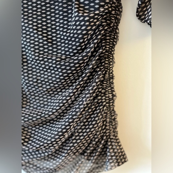 NWT DKNY Mesh Polkadot Lined Ruched Blouse - Picture 9 of 12
